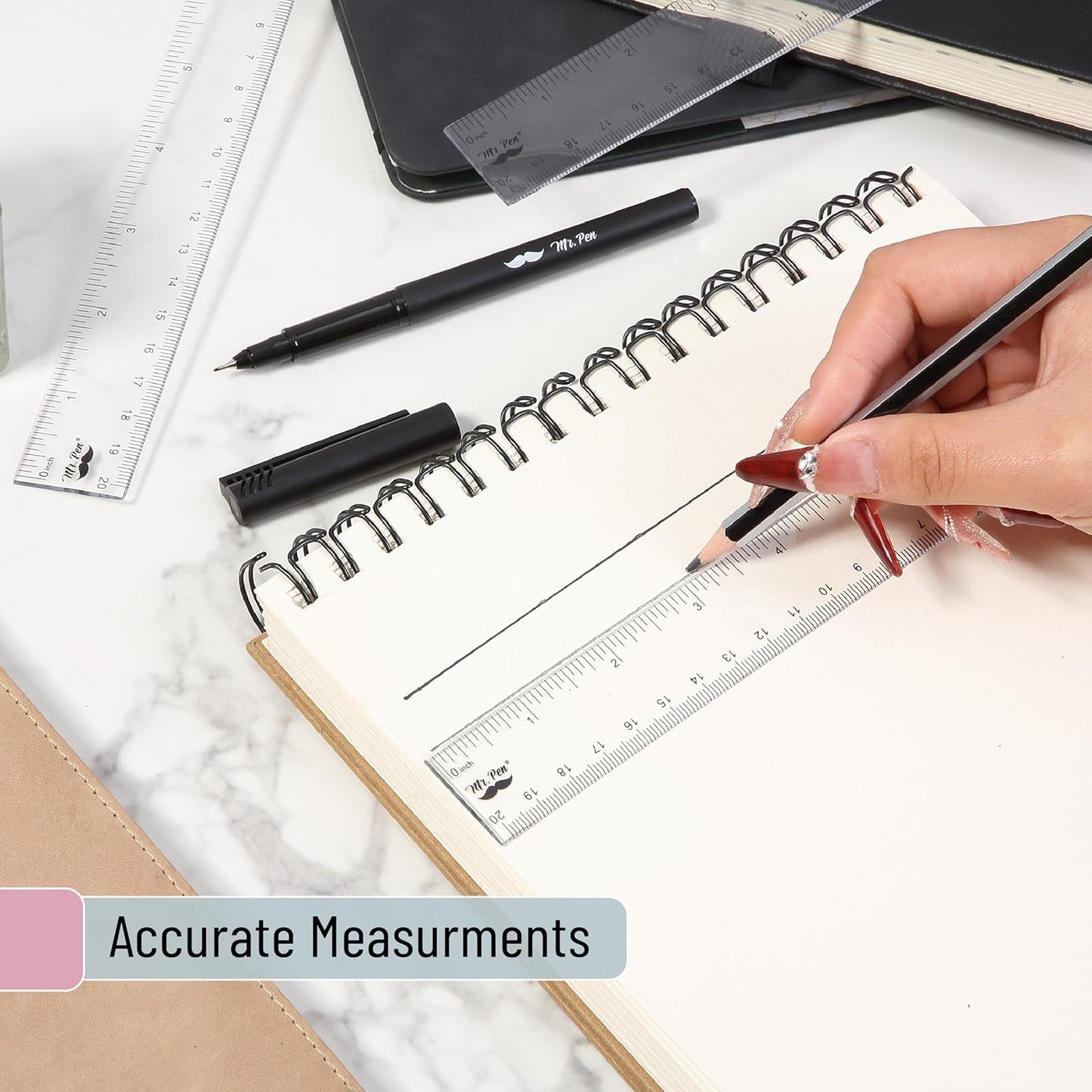 Plastic Ruler 8 Inch, 3 Pack, Clear, Metric & Imperial