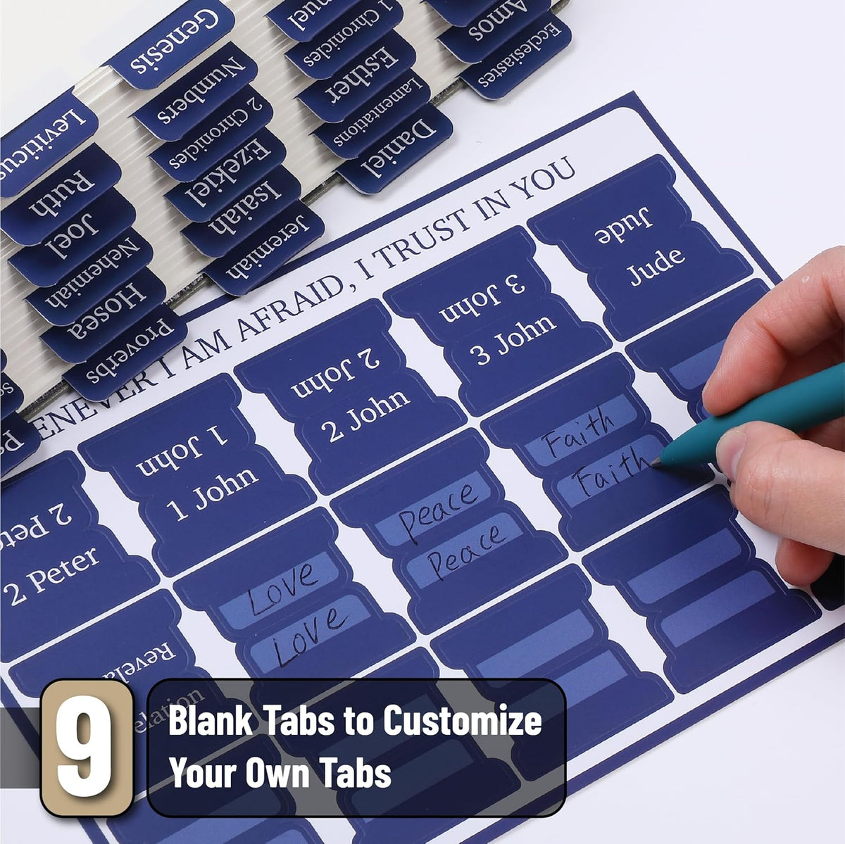 Mr. Pen- Bible Tabs, 75 Tabs, Sapphire Blue, Laminated Bible Tabs for Women and Men