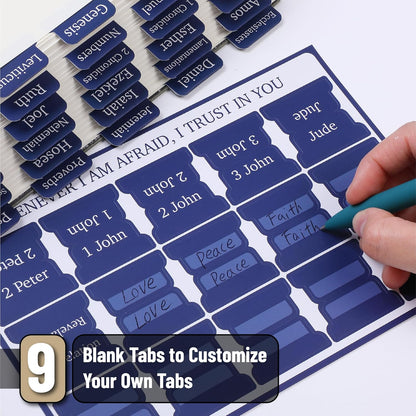 Mr. Pen- Bible Tabs, 75 Tabs, Sapphire Blue, Laminated Bible Tabs for Women and Men