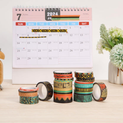 Mr. Pen- Washi Tape Set, 21 Rolls, Ethnic Elegance Design, Decorative Tape with Measure Tape