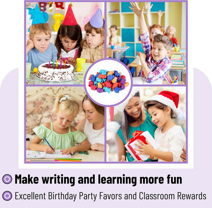 Animal Pencil Top Erasers, 60 Pack, Cap Erasers, Colorful