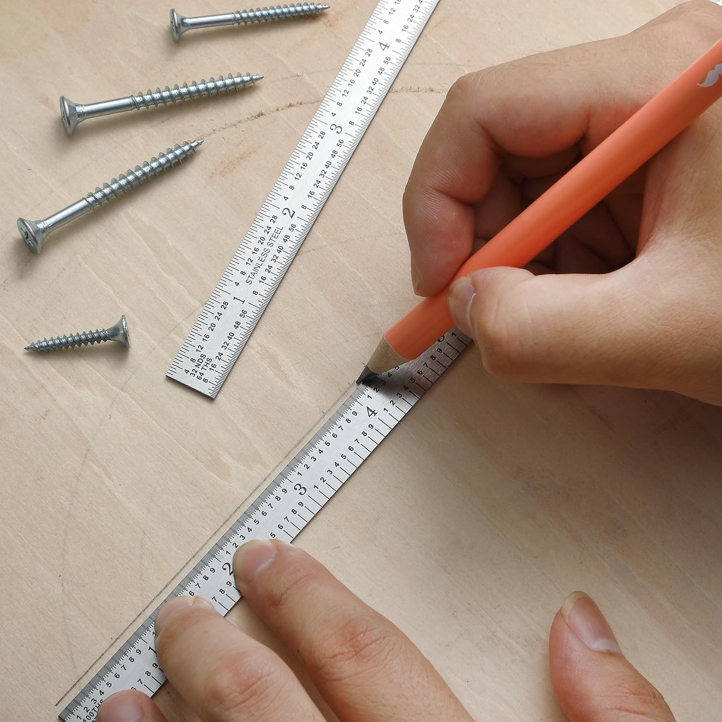 Machinist Ruler 12 Inch, 2 Pack, Stainless Steel, 1/10 1/100 1/32