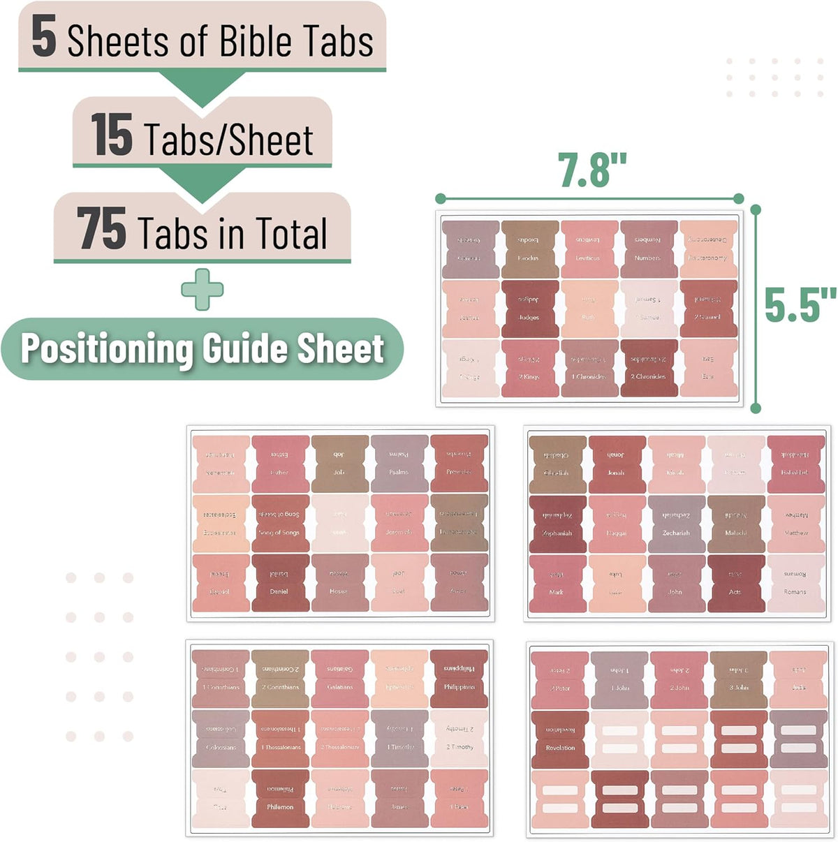 Mr. Pen- Bible Tabs, 75 pcs, Earthy Brown, Gold Foil Lettering, Laminated Bible Tabs for Women and Men