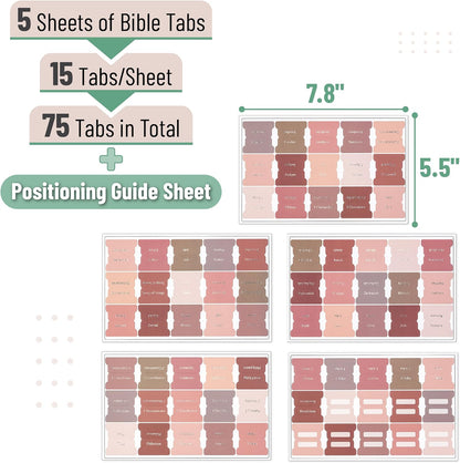 Mr. Pen- Bible Tabs, 75 pcs, Earthy Brown, Gold Foil Lettering, Laminated Bible Tabs for Women and Men