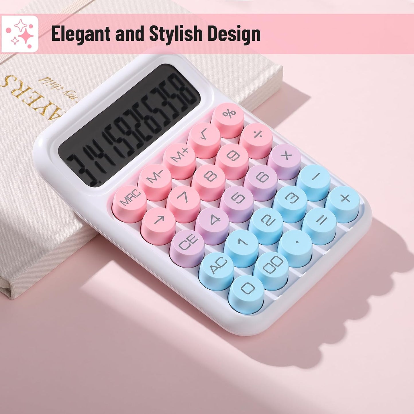 Mr. Pen- Mechanical Switch Calculator, 12 Digits, Large LCD Display, Colorful Calculator Big Buttons, Mechanical Calculator