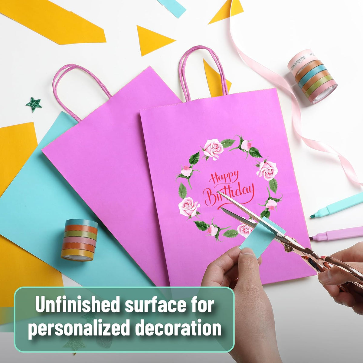 Mr. Pen- Paper Gift Bags with Handles, 32 Pack, 7.6" x 4.7" x 10.6", Colorful