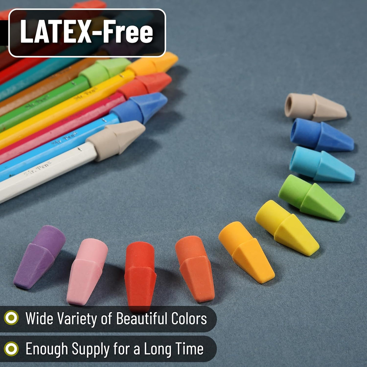 Mr. Pen- Pencil Erasers Toppers, 120 Pack, Colorful, Latex Free, No Smudge, Mr Pen Erasers for Pencils