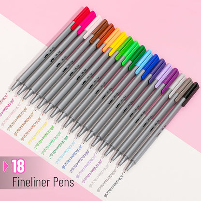 Mr. Pen- Fineliner Pens, 18 pcs, Colorful Pens, 0.4mm Fineliners Pens, Art Pens, Writing Pens Fine Point Pen