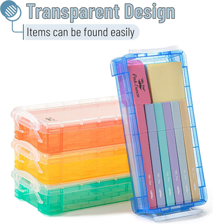 Mr. Pen- Pencil Box, 24 Pack, Assorted Colors, Plastic Pencil Box Case, Pencil Case, Crayon Box