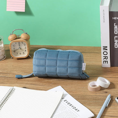 Blue Pencil Pouch, Large Capacity Pillow Pencil Case, Pencil Bag, Pen Case