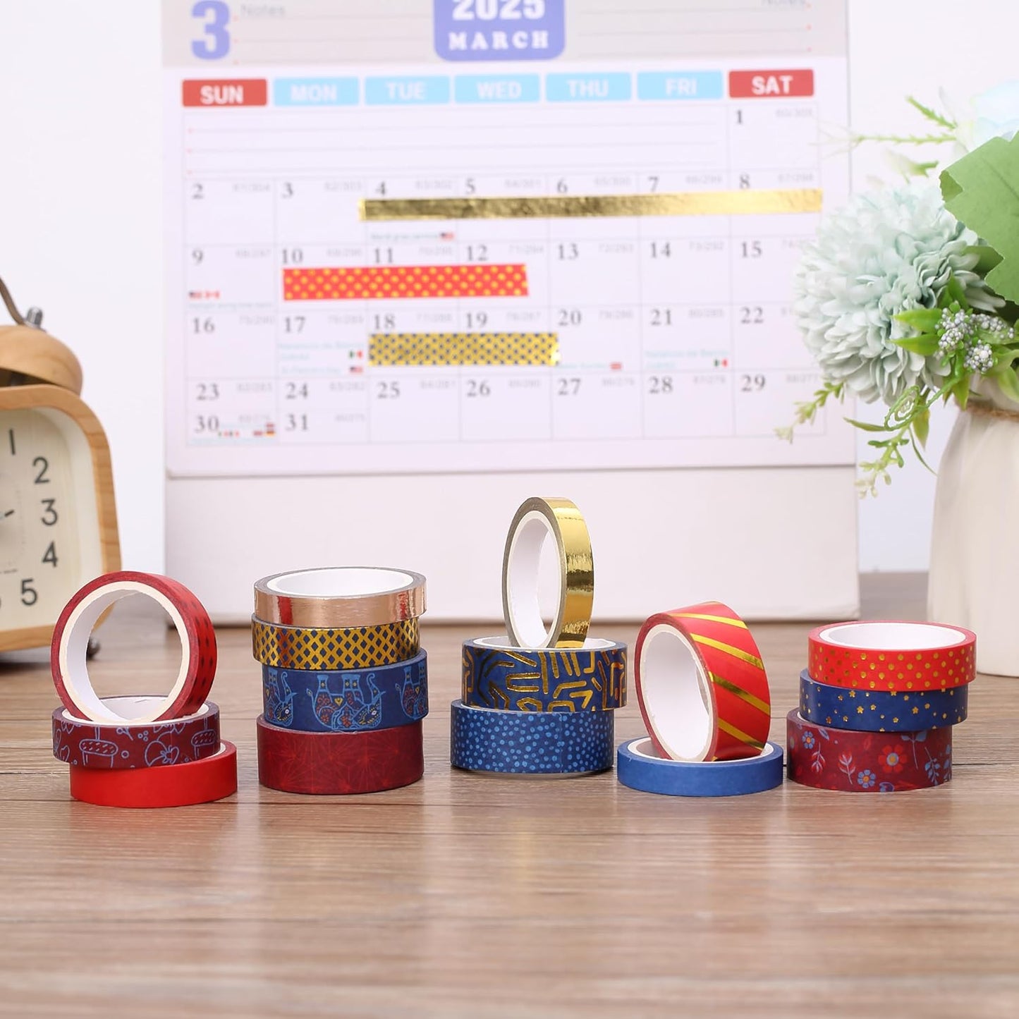 Mr. Pen- Washi Tape Set, 15 Rolls, Gilded Grandeur, Metallic Foil, Decorative Tape