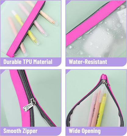 Mr. Pen- Clear Pencil Pouch, 6 Pack, Pink Shades, Pencil Bags, Clear Makeup Pouch