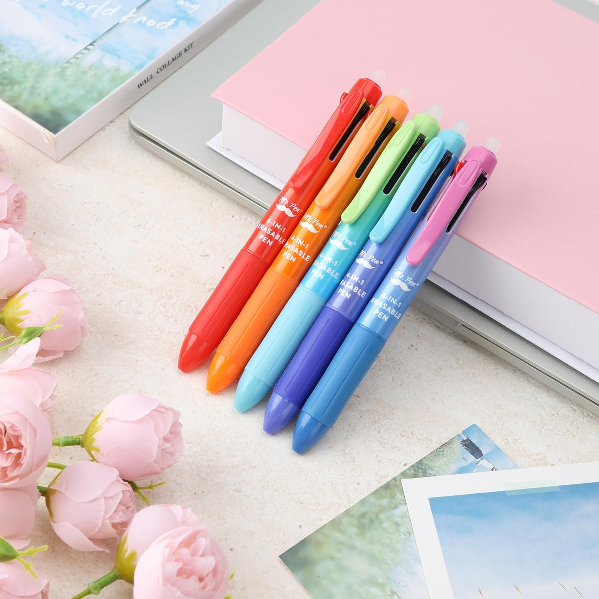 Mr. Pen- Erasable Multicolor Pen, 4-in-1, 5 Pack, Colorful Ink
