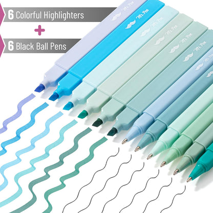 Mr. Pen- Aesthetic Highlighters and Pens No Bleed, 12 Pack