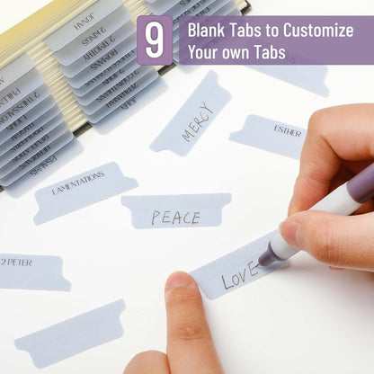 Mr. Pen- Bible Tabs, 75 Tabs, Transparent Dusty Blue Laminated Bible Tabs for Women and Men