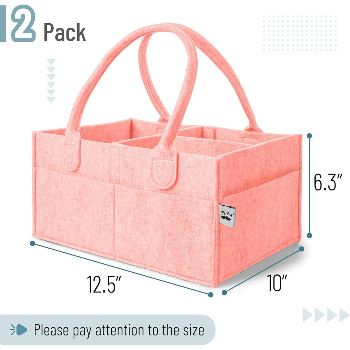 Mr. Pen- Baby Diaper Caddy Organizer, 2 Pack, Pink, Baby Caddy Organizer with Handle, Compact Size, Collapsible & Portable