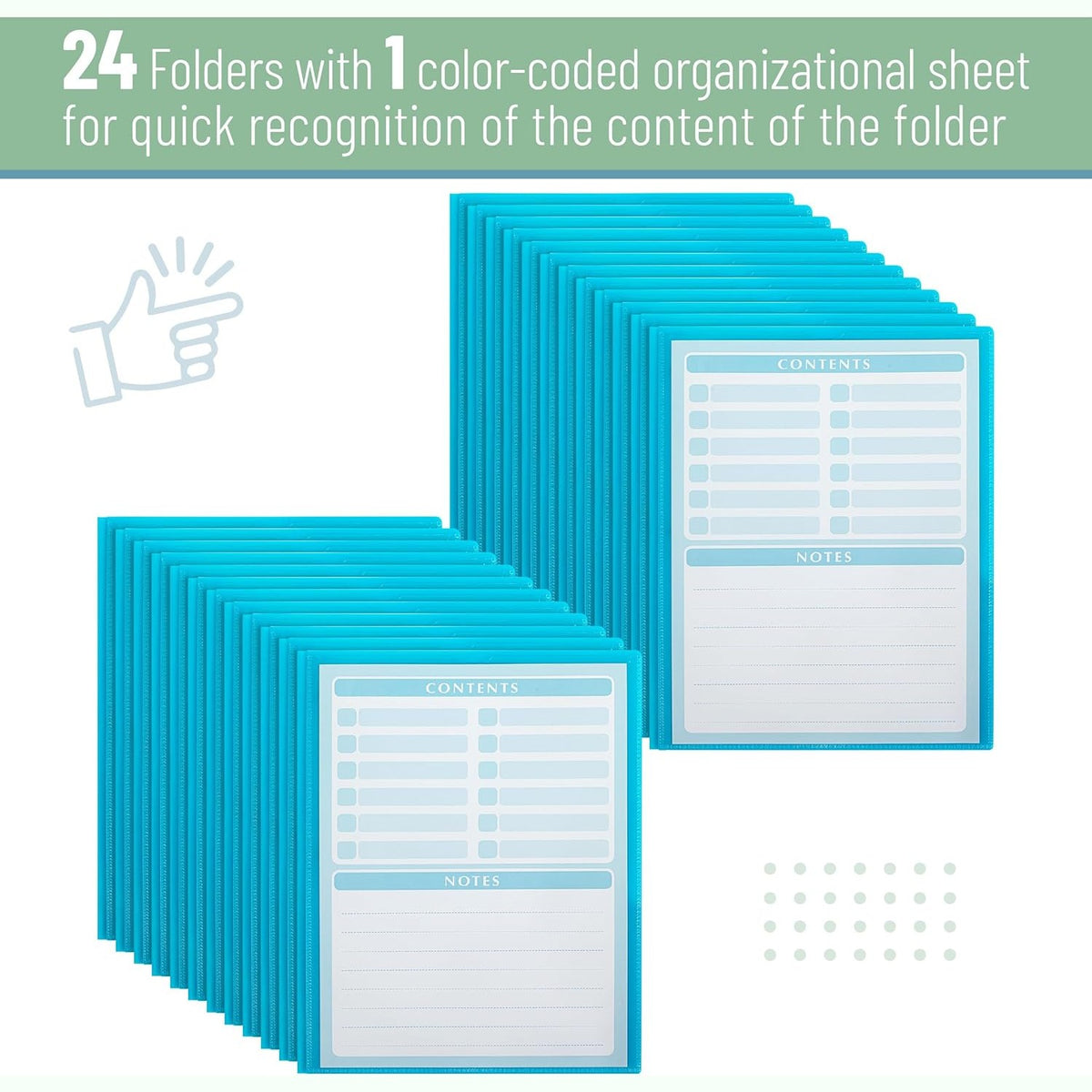 Mr. Pen- Plastic Folders with Pockets and Prongs, 24 Pack, Letter Size, Blue, Flexible Plastic Folders with Prongs
