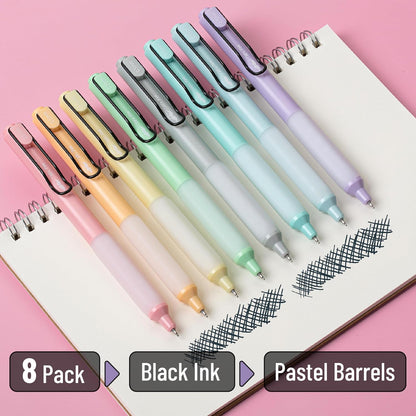 Mr. Pen- Retractable Gel Pens, 8 Pack, Black Ink Gel Pens, Pastel Barrels, Fast Dry