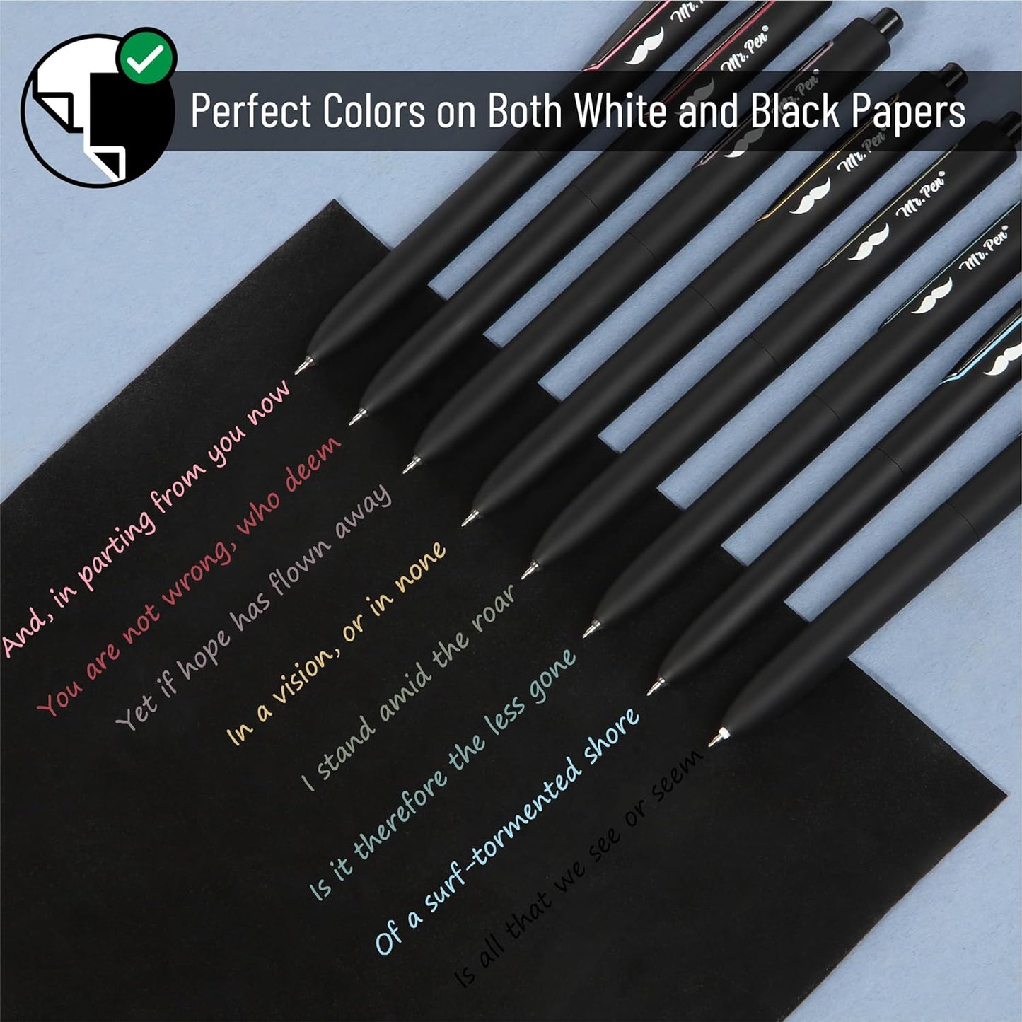 Mr. Pen- Retractable Gel Pens, 8 Pack, Pastel Color Ink Gel Pens, Gel Pens Fine Point 0.5mm, Retractable Pens, Cute Pens