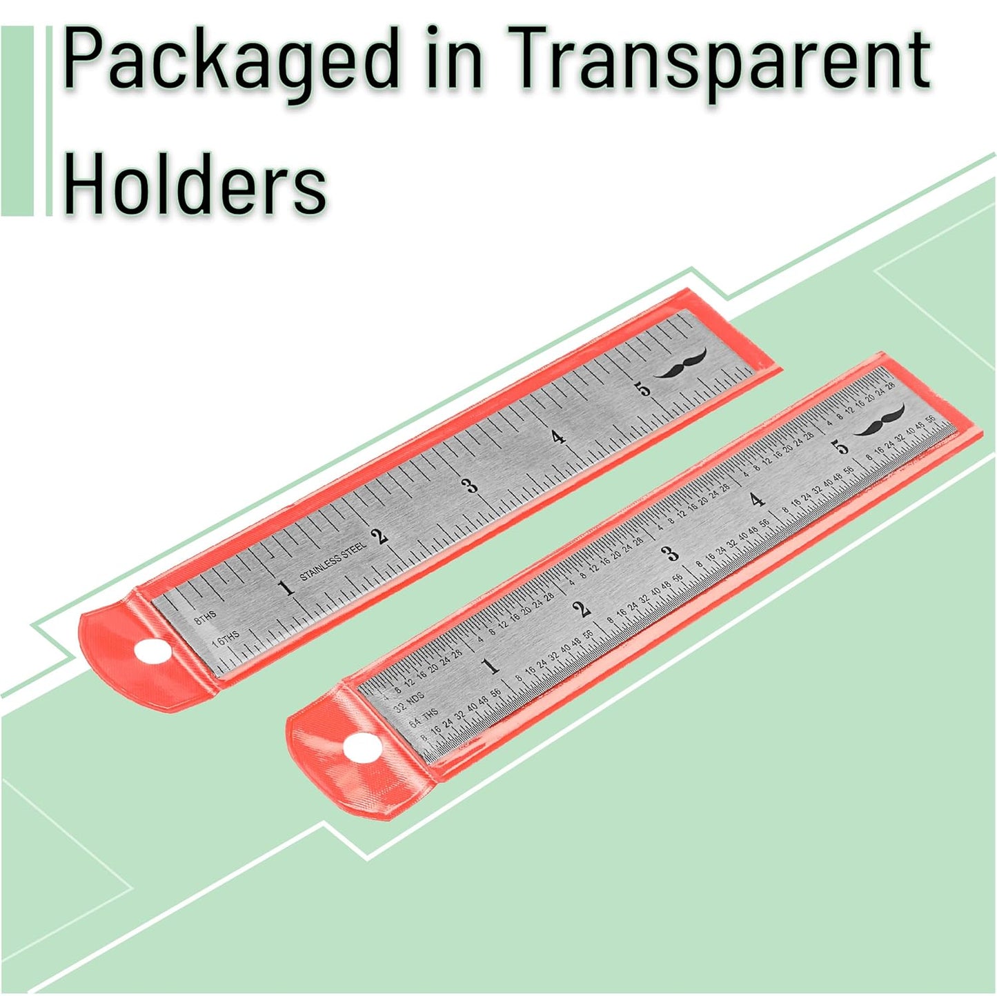 Metal Machinist Ruler 6 Inch, 2 Pack, Stainless Steel