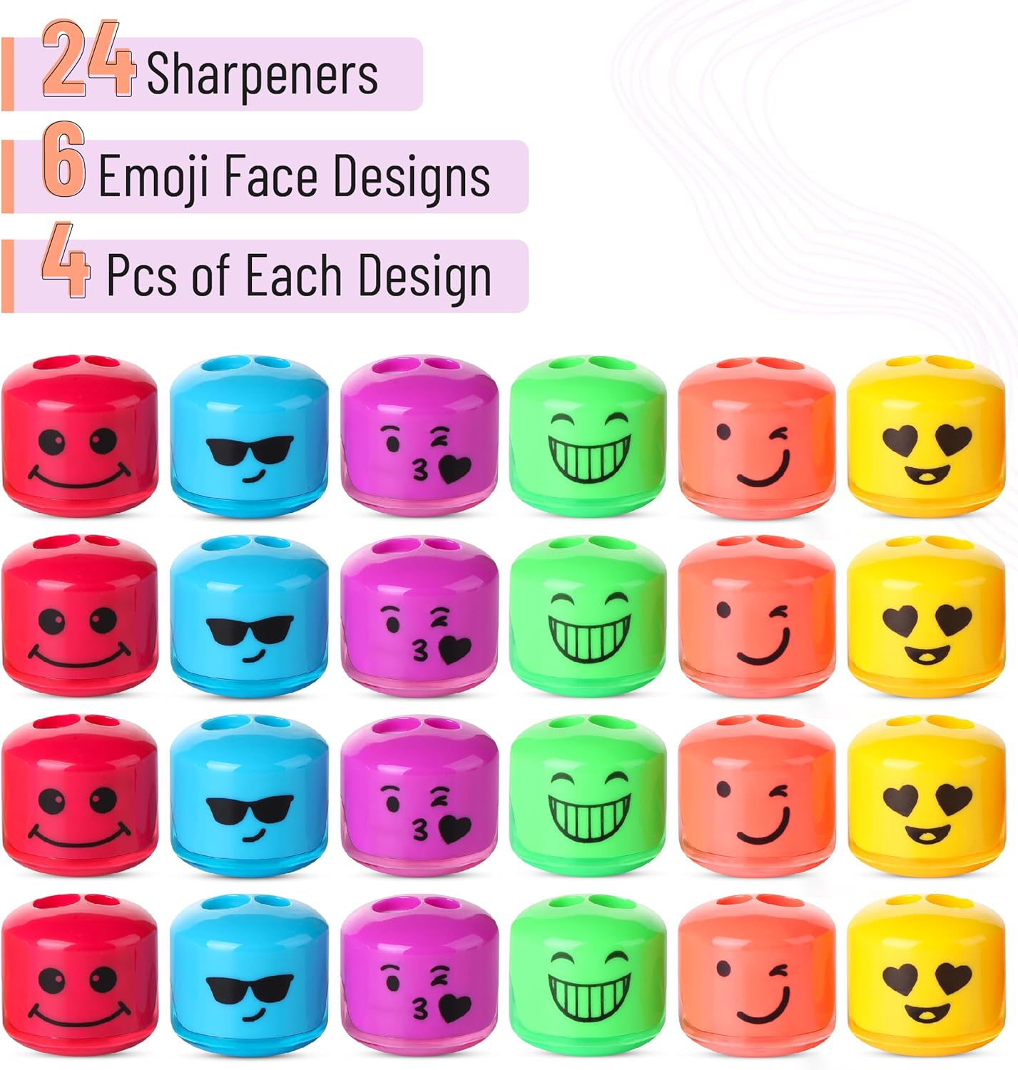 Mr. Pen- Pencil Sharpener for Colored Pencils, 24 Pack, 2 Hole, Smiley Pencil Sharpeners Manual