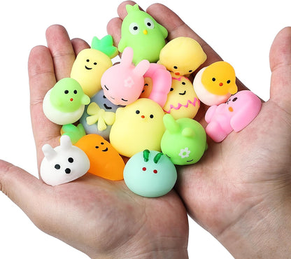 Easter Squishy Toys for Kids, 48 Pack, 24 Designs, Mochi