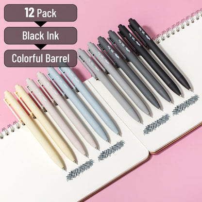 Mr. Pen- Retractable Gel Pens, 12Pack, Black Ink, Monochrome Elegance Barrel Gel Pens