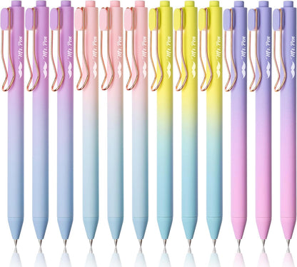 Mr. Pen- Retractable Gel Pens, 12 Pack, Black Ink Gel Pens Fine Point 0.5mm, Gradient Barrel