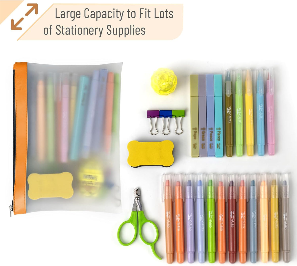Mr. Pen- Clear Pencil Pouch, 3 Pack, Durable TPU Material, Large Water-Resistant Pencil Bags with Smooth Zipper