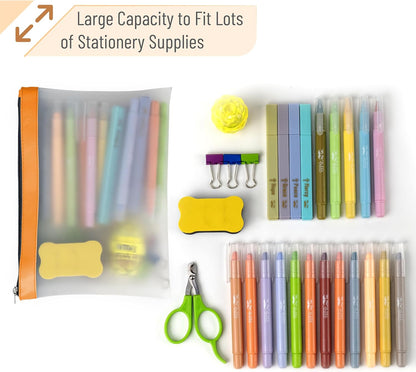 Mr. Pen- Clear Pencil Pouch, 3 Pack, Durable TPU Material, Large Water-Resistant Pencil Bags with Smooth Zipper