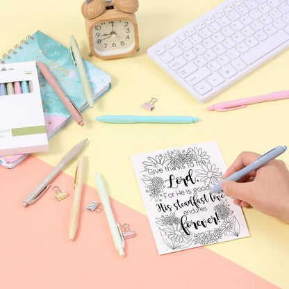 Mr. Pen- Retractable Gel Pens, 8 Pack, Black Ink, Soft Grip, Soft Pastel Barrel Gel Pens Fine Point 0.5mm, Retractable Pens