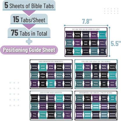 Mr. Pen- Bible Tabs, 75 Tabs, Celestial Symphony, Silver Foil Embossed Lettering