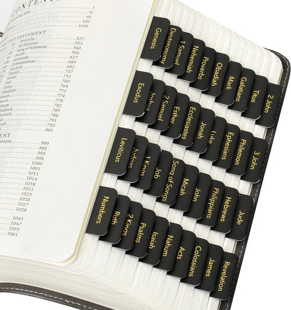 Mr. Pen- Bible Tabs, 75 Tabs, Black with Gold Foil Lettering, Laminated Bible Tabs for Women and Men