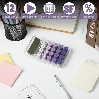 Mr. Pen- Mechanical Switch Calculator, 10 Digits, Purple Calculator, Transparent Body, Large LCD Display