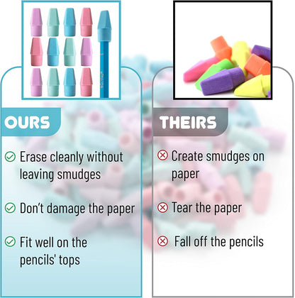 Mr. Pen- Pencil Top Erasers, 120 Pack, Latex-Free, No-Smudge