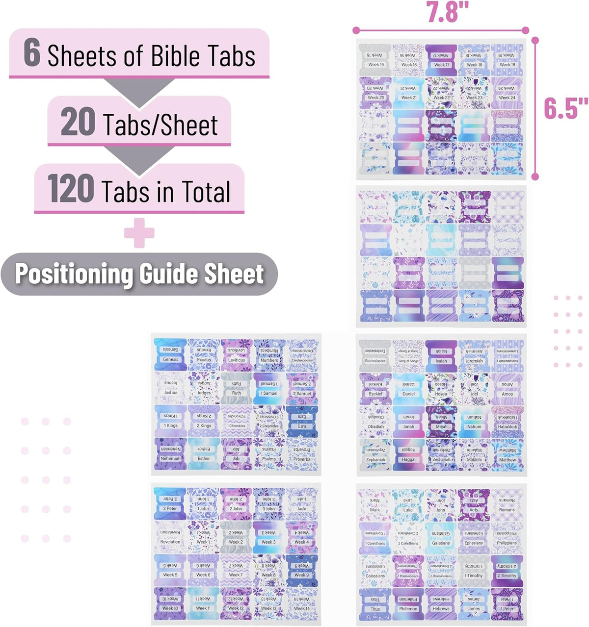 Mr. Pen- Bible Tabs, 120 pcs, Lavender Breeze, Laminated Bible Tabs for Women