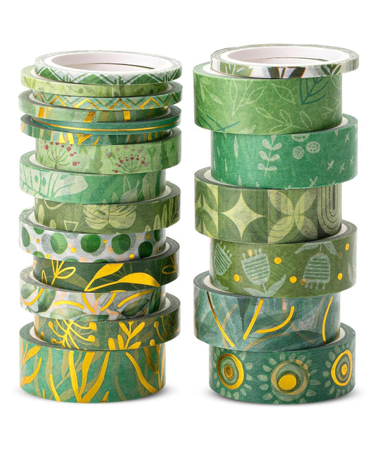 Mr. Pen- Washi Tape Set, 21 Rolls, Greenery Summer Design, Decorative Tapes with a Tape Measure