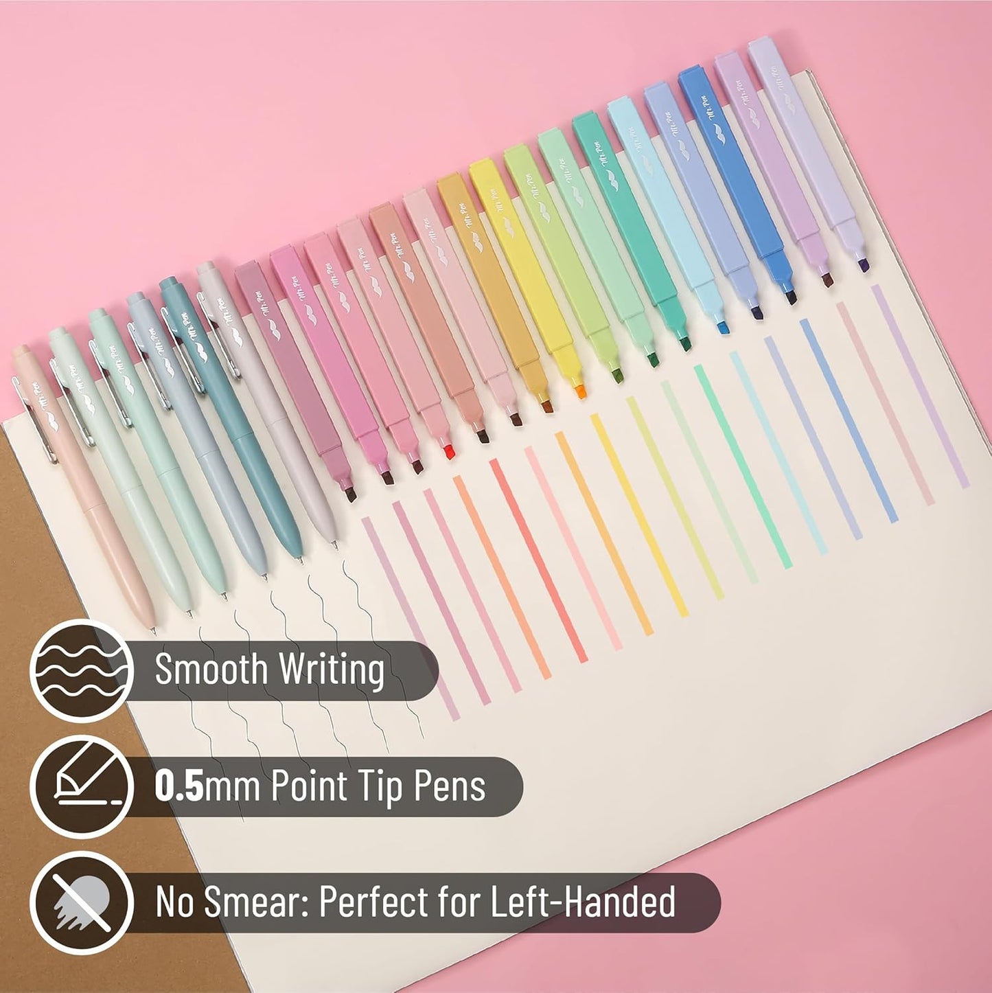 Mr. Pen- Aesthetic Highlighters and Gel Pens, 22 Pack, Assorted Colors Bible Highlighters No Bleed