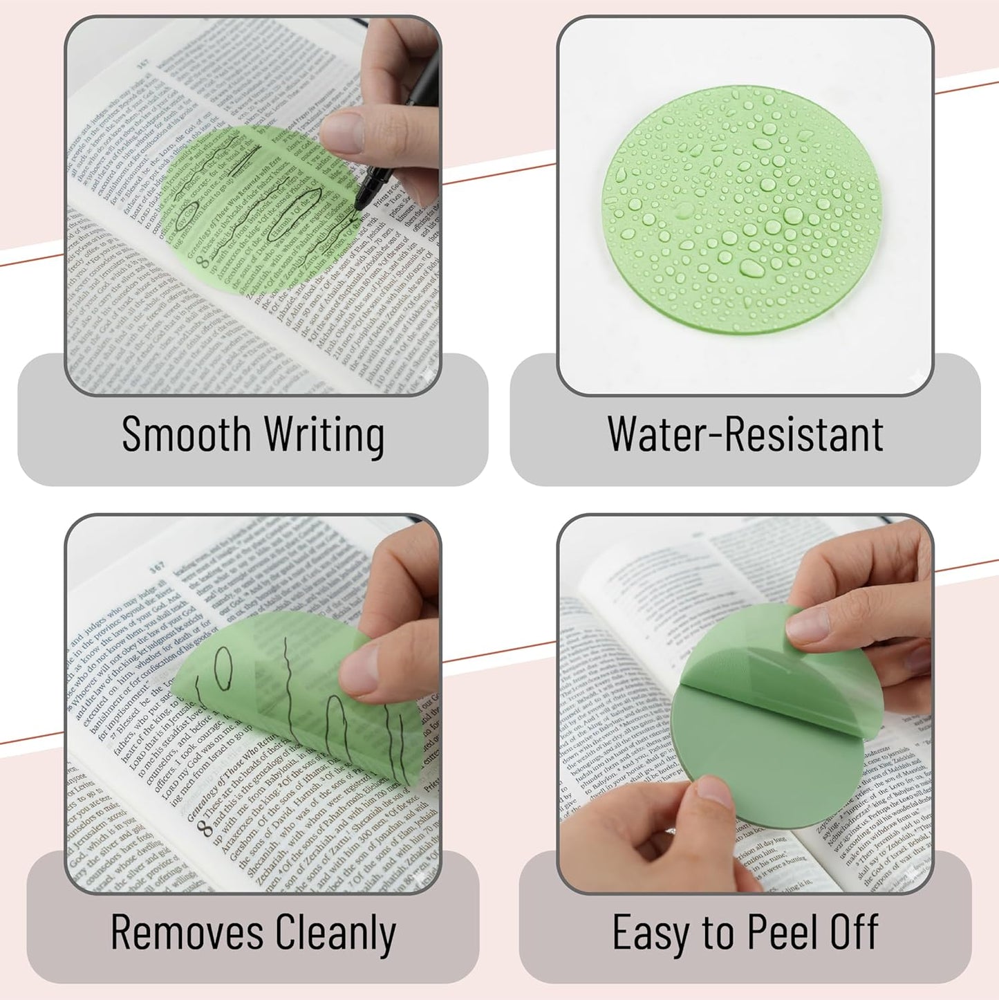 Bible Transparent Sticky Notes, 150 Sheets, Matera Glow + Pen