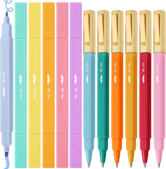 Mr. Pen- Dual Tip Aesthetic Highlighters and Pens No Bleed, 12Pack, Assorted Colors Bible Highlighters No Bleed Highlighters for Bibles