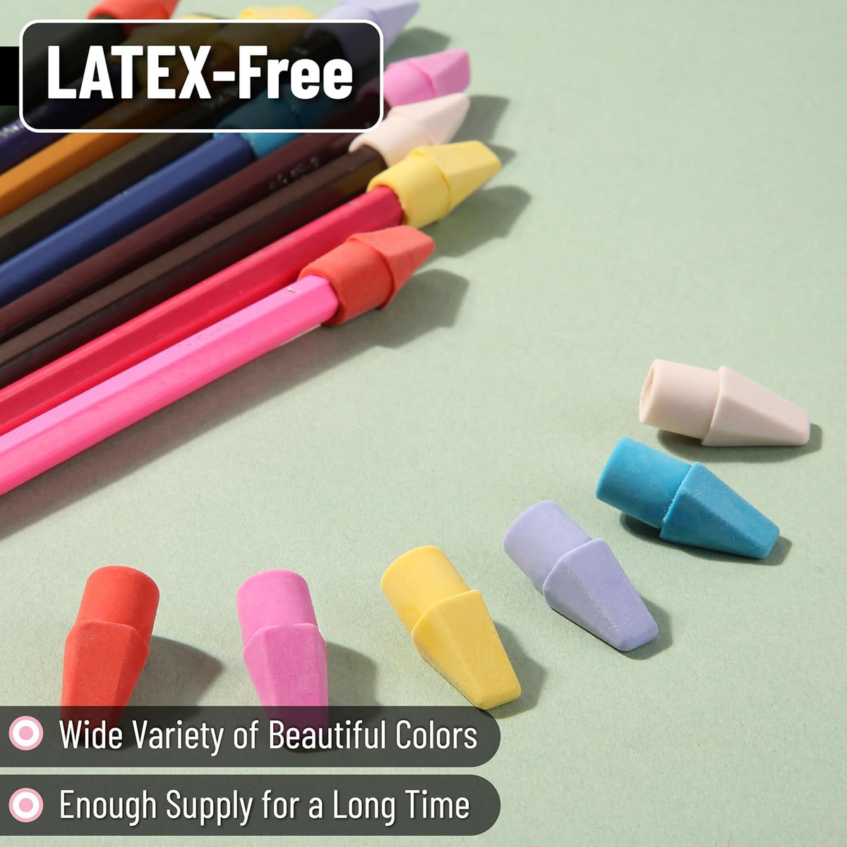 Mr. Pen- Pencil Erasers Toppers, 120 Pack, Colorful, Latex Free, No Smudge, Mr Pen Erasers for Pencils, Pencil Top Erasers, Eraser Caps
