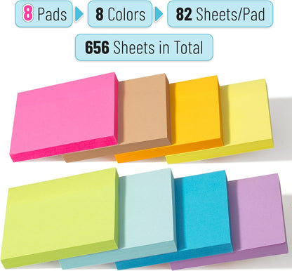 Mr. Pen- Sticky Notes, 3”x3”, 8 Pads, Bright Colors Sticky Notes, Sticky Note, Self-Stick Note Pads