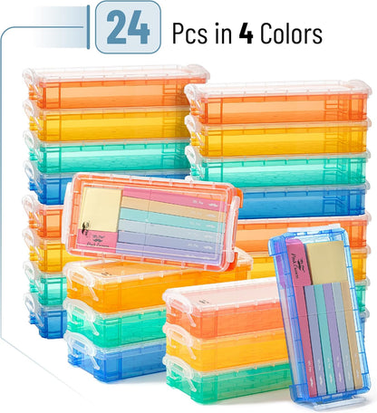 Mr. Pen- Pencil Box, 24 Pack, Assorted Colors, Plastic Pencil Box Case, Pencil Case, Crayon Box