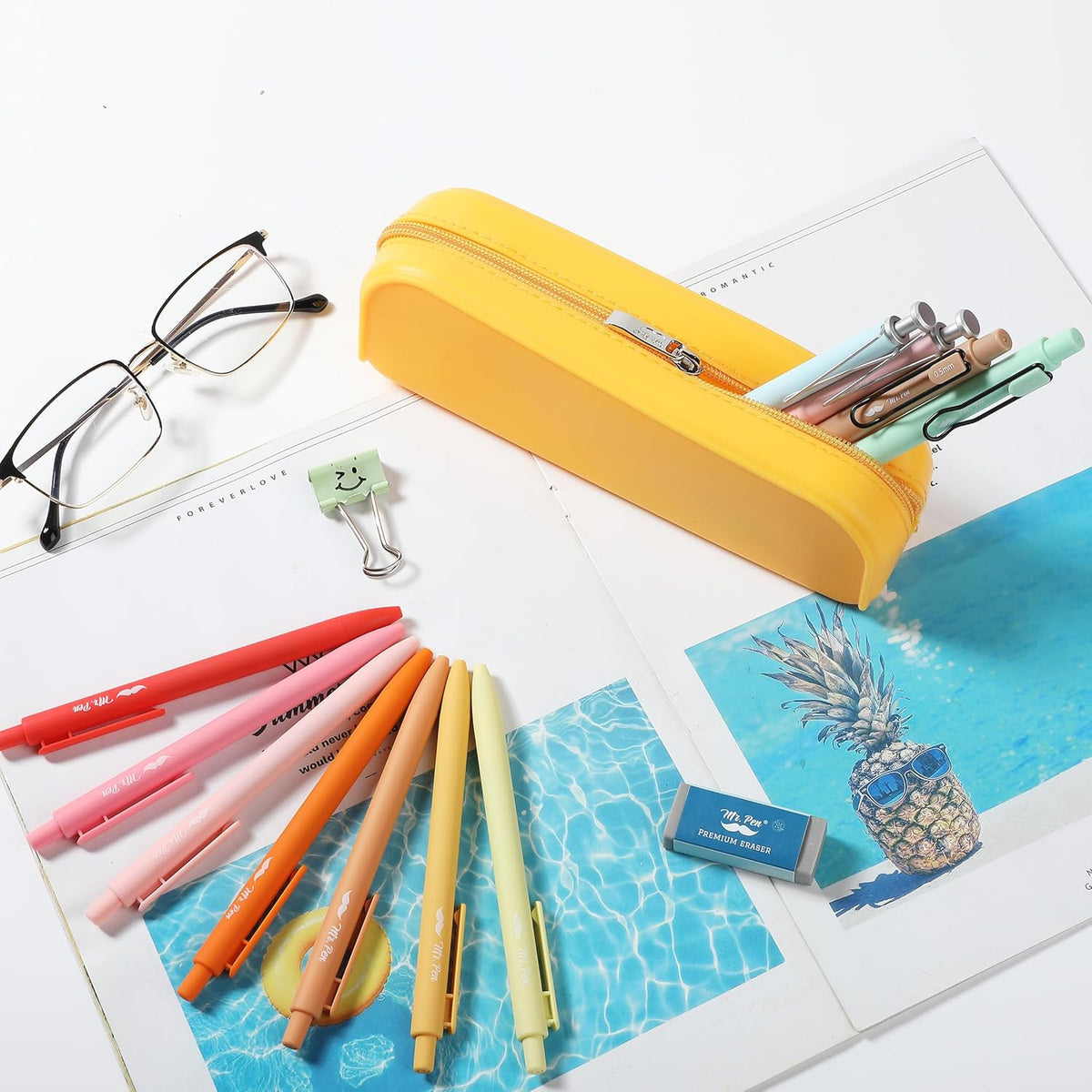 Mr. Pen- Silicone Pencil Case Pouch, Golden Honey, Aesthetic Multipurpose Design