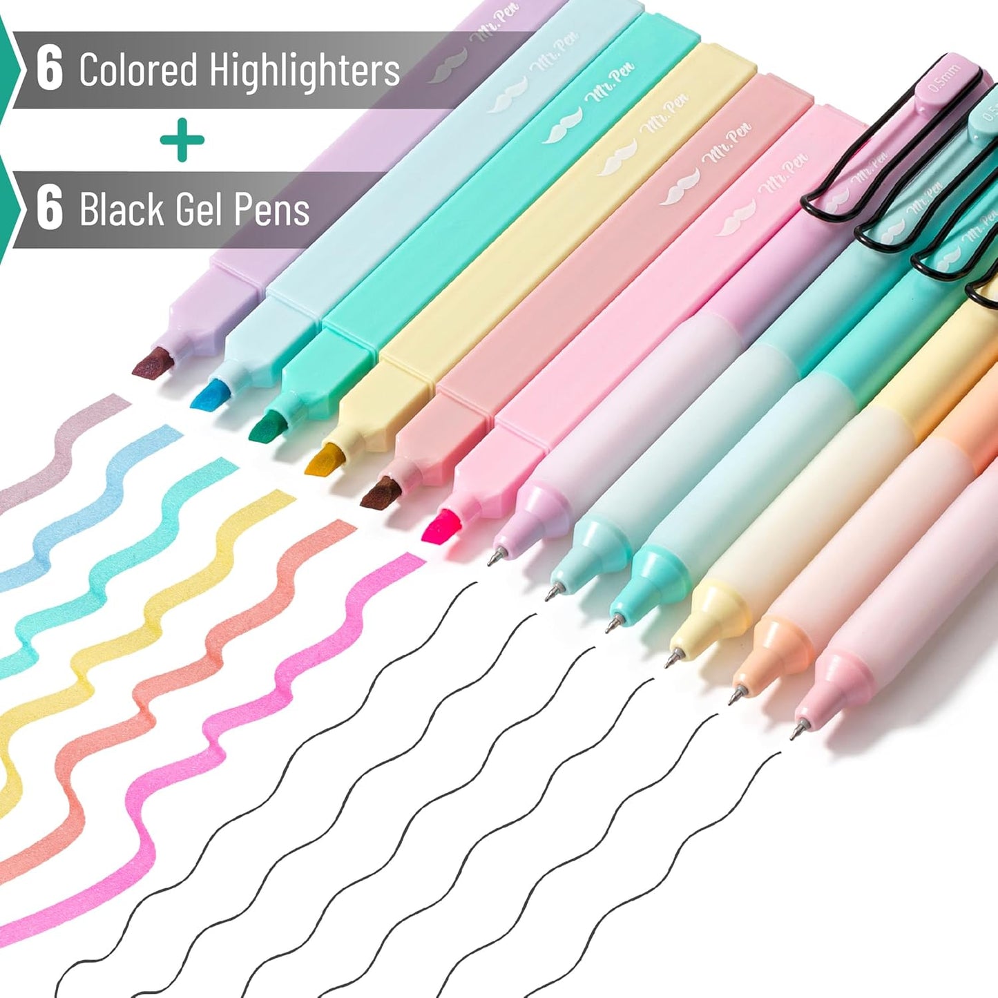 Mr. Pen- Aesthetic Highlighters and Gel Pens, 12 Pack