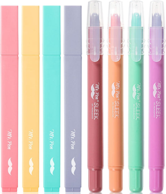 Aesthetic Highlighters and Gel Highlighters, 8 Pack, Assorted Color Bible Highlighter No Bleed, Highlighter Pens, No Bleed Highlighters for Bibles, Gel Highlighters for Bibles