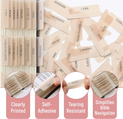 Mr. Pen- Bible Tabs, 75 Tabs, Transparent Cappuccino Laminated Bible Tabs for Women and Men, Bible Tabs for Study Bible Index Tabs, Bible Labels Tabs