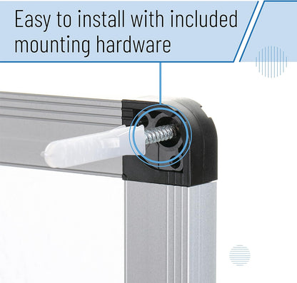 Magnetic Dry Erase Board for Wall, 24" x 48", Tray