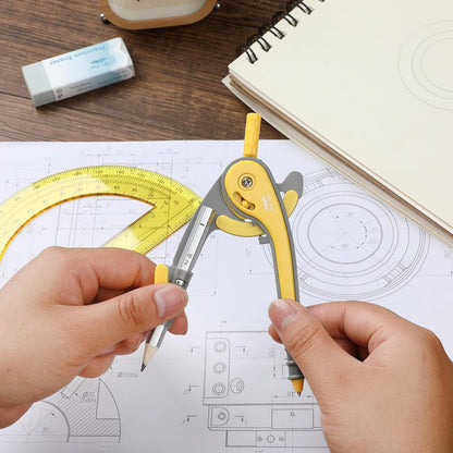 Mr. Pen- Compass and Protractor Set, Yellow, Compass Geometry Tool, Protractor and Compass Set, Compass Drawing Tool