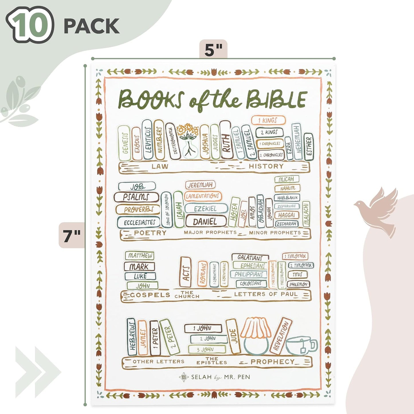 Mr. Pen Bible Reading Tracker Sticker Set of 10, 5x7 Matte Finish, Color Your Books Visual Milestone for Bible Journaling, Hand Designed